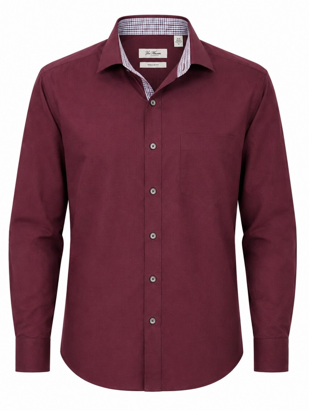 Van Heusen Men's Maroon Button-Up Dress Shirt Slim Fit 16.5 L/G